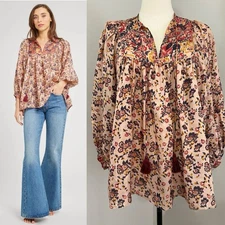 Amazing MILLE Charlie Silk Peasant  Boho Top in Toulouse | Size XS | NWT!