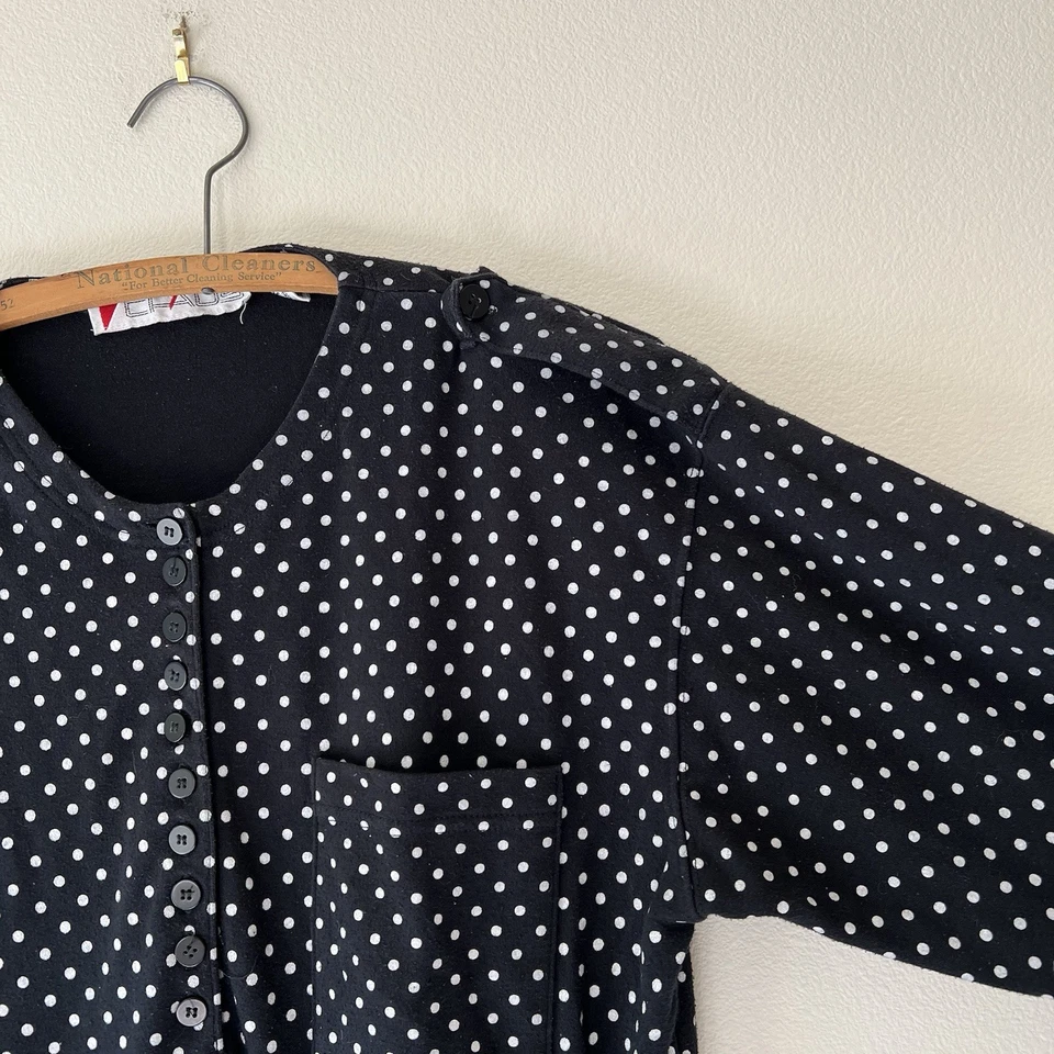 Sudadera Vintage Años 90 Lunares Negro Blanco Talla S Foto 3 de 4