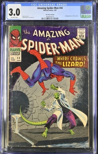 AMAZING SPIDER-MAN #44 CGC 3.0 • ROMITA COVER • OFF-WHITE • 1967 • LIZARD COVER