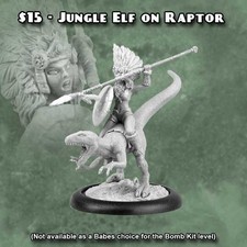 Bombshell Loose Mini Jungle Elf on Raptor Babes Pinup RARE OOP