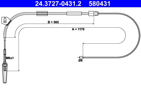 Front ATE 24.3727-0431.2 Cable Pull, parking brake for MERCEDES-BENZ