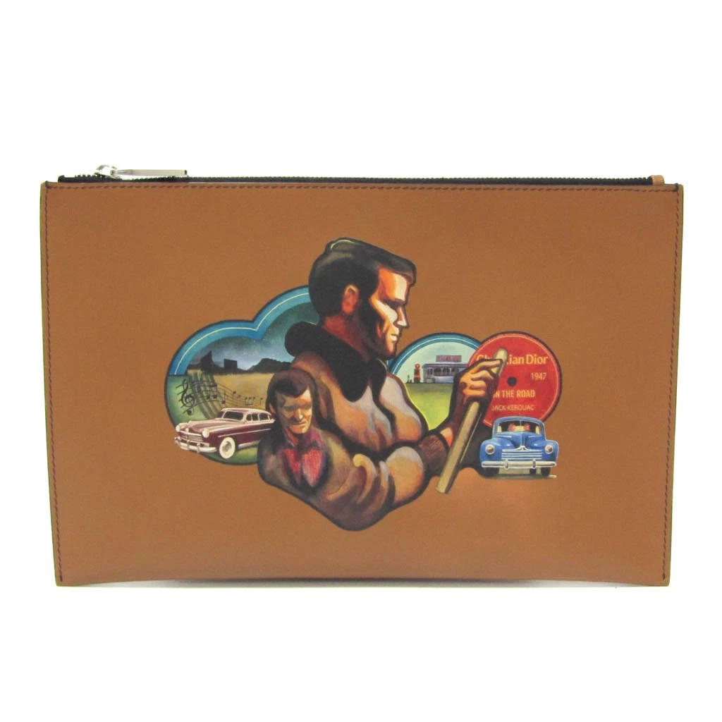Christian Dior SUR LA ROUTE Jack Kerouac sac pochette cuir femme marron multi