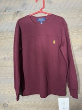 Polo Ralph Lauren Boys Size Small S 8 Thermal Knit Top Shirt Red Long Sleeve