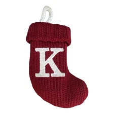 Wondershop~Mini Red Christmas Stocking 6" Initial~Letter K~Knit Target EUC