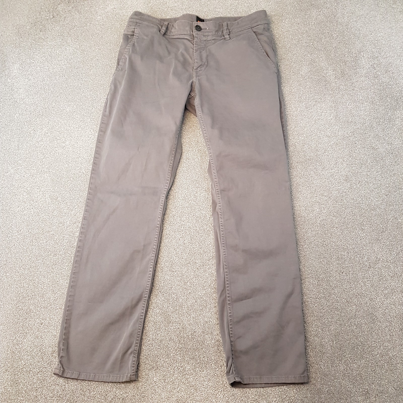 Hugo Boss Mens Chinos 32x30 Grey Schino Slim D Trousers Canvas Zip Fly W32 L30