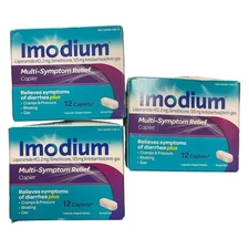 Lot 3 Imodiumm Multi-Symptom Relief 12 Caplets 125 mg, Each Box