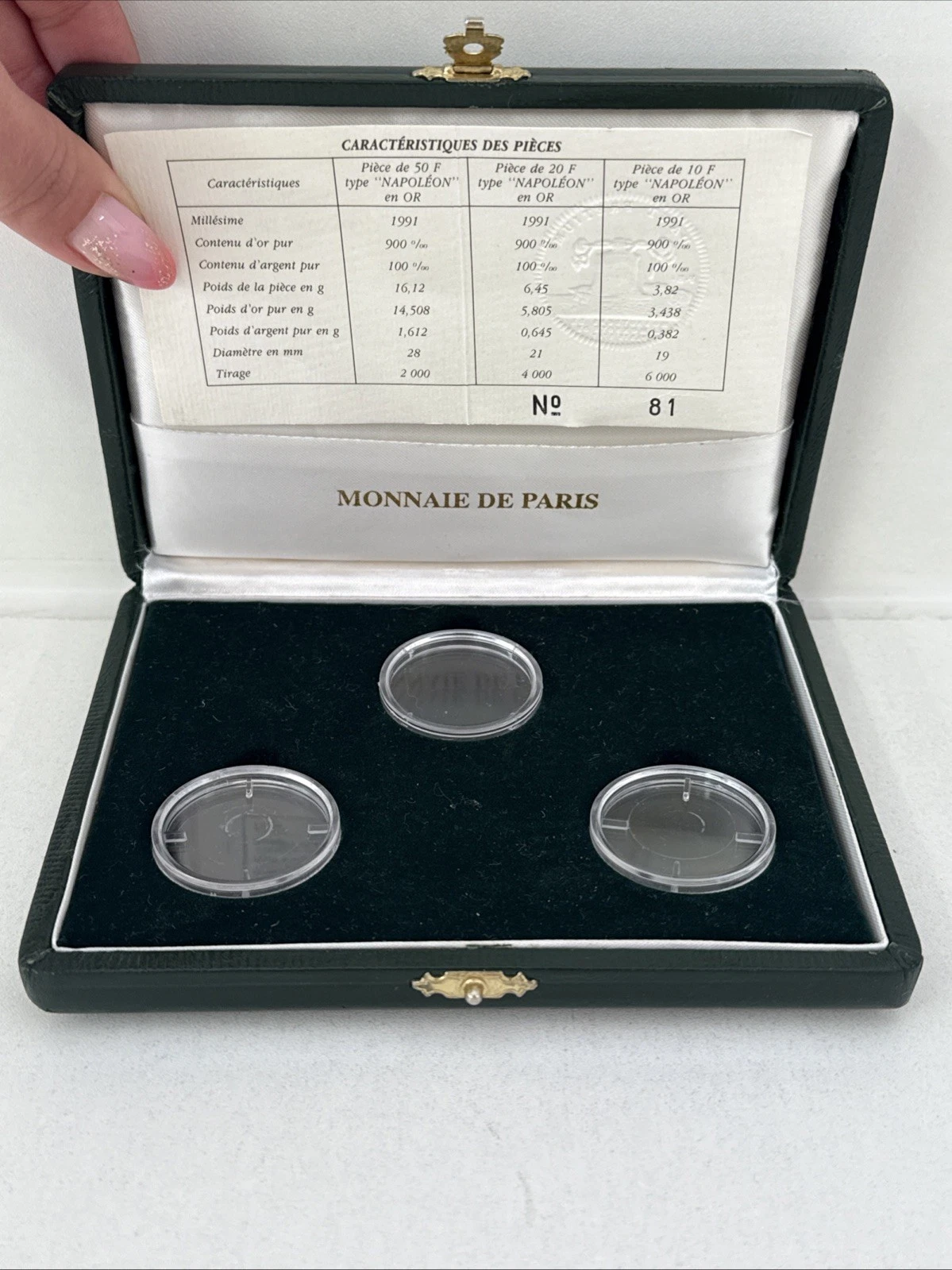Boîte Vide Monnaie De Paris Pièce 50 Francs / 20 Francs 10 Francs Napoléon En Or