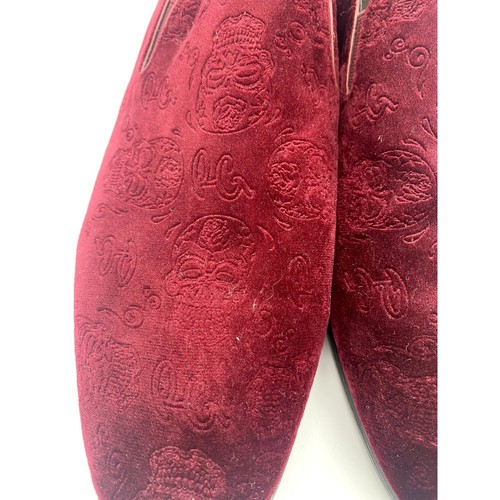 Robert Graham Renegade Skull Embossed Velvet Maroon Size 13 Loafers - Picture 2 of 8