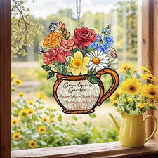 Personalized Grandma's Garden Acrylic Window Hanging, Custom Birth Minth Flower
