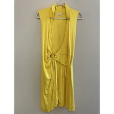Trina Turk Size 4 Yellow Sleeveless Wrap Dress V-Neck