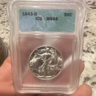1943-D Liberty Walking Half Dollar ICG MS65 Uncirculated 50C Denver