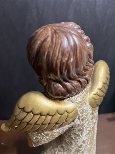 MCM Natale Oro Angelo Suona Violino Statuina 8” Parma Giappone Vintage Holiday - Foto 7 di 10