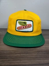 Vintage Dekalb Corn Seed Trucker Hat Snapback Cap Two Tone Farm Ag Yellow Green