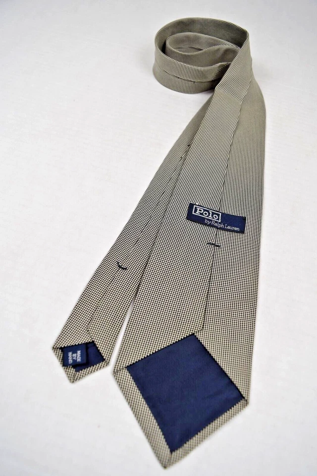 Corbata Cuello De Colección Polo Ralph Lauren Años 80 Negro Blanco Micro Diamantes Seda 56" x 3.75" Foto 4 de 4