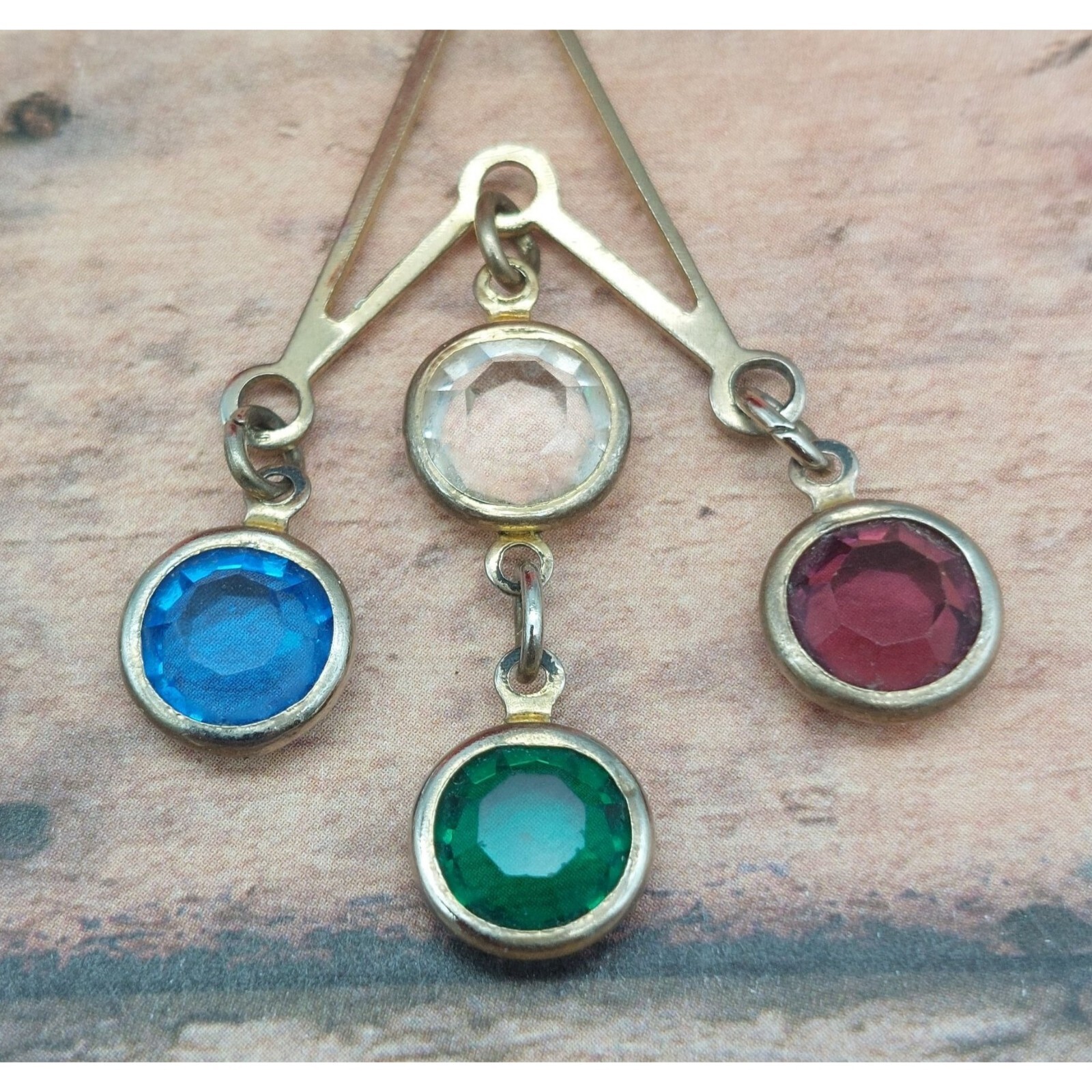 Silver Tone Statement Earrings Dangle Drop Bezel … - image 3