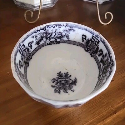 Antique Mulberry Transferware Staffordshire Waist Bowl '' Cyprus '' Pattern