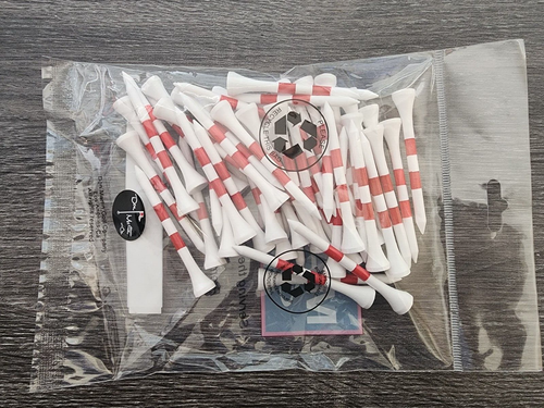 NEU 50 Stück 2-3/4" weiß/rot gestreift Premium Bambus T-Shirt Golf Tees⛳⛳⛳ - Bild 4 von 6