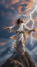 Jesus Christ (lightning) - Digital Image Phone Background AI Art, 8 images - #56