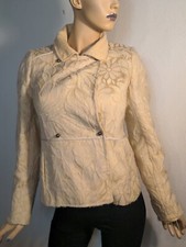 Vtg Sportmax Women Blazer Jacket Beige Flowers Wool & Polyester Made In Italy