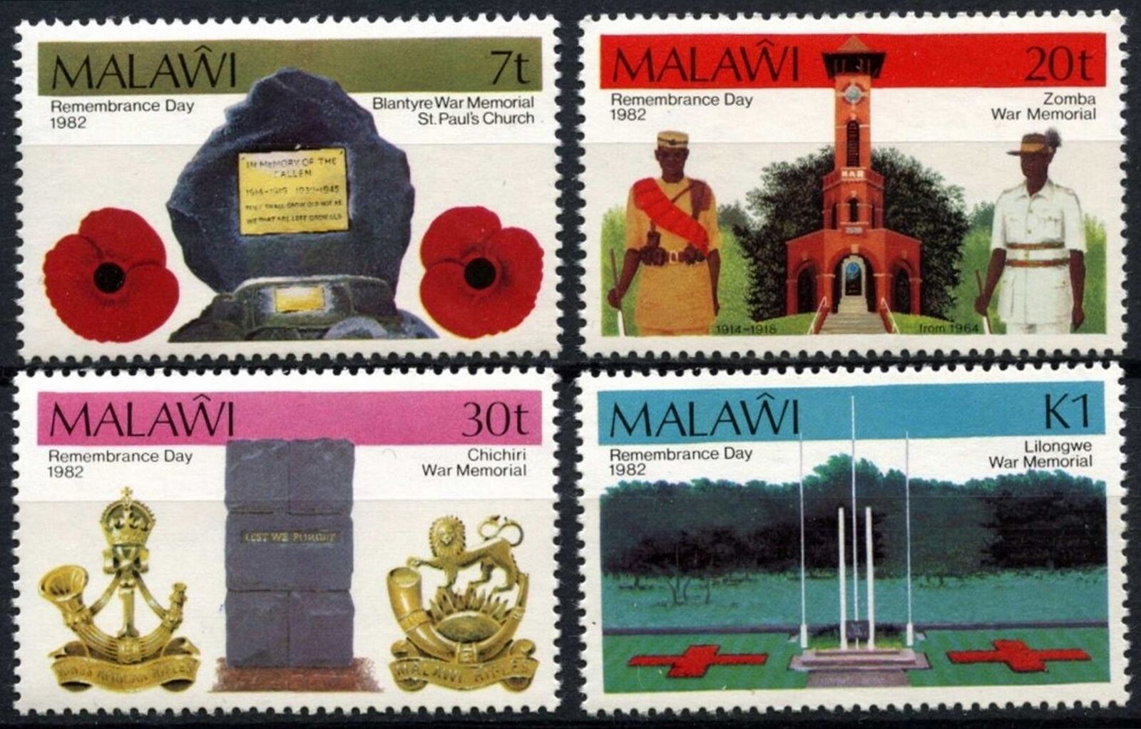 Malawi 1982 Max Spasm price 57% OFF SG#662-665 Remembrance #D75348 Day Set MNH