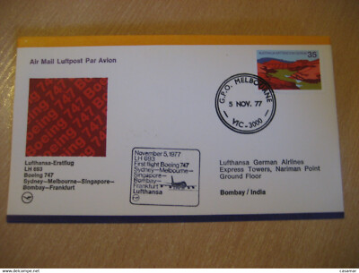 SINGAPORE BOMBAY MELBOURNE SYDNEY 1977 LUFTHANSA Airline Boeing First Flight Can