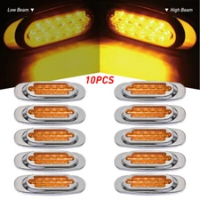 2-10X Marker Lights 6.5" LED Truck Trailer Oval Clearance Side Light Amber Red A