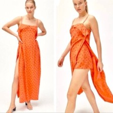 NWT Urban Outfitters Linen Ooh La La Side Slit Romper maxi dress Women size S