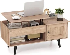 Tangkula Lift Top Coffee Table with Storage, Living Room Table with Hidden