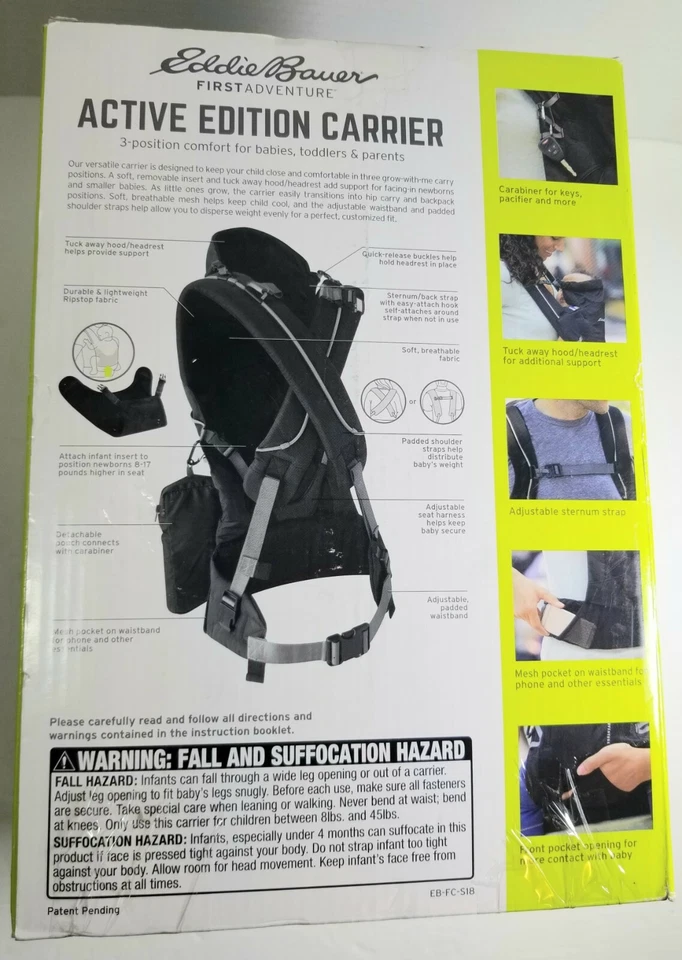 Portabebés Eddie Bauer First Adventure 3 posiciones edición activa deportivo Foto 4 de 4