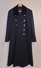 Vintage St Michael M&s Dark Grey Wool & Cashmere Velvet Collar Coat Uk 10l Tall