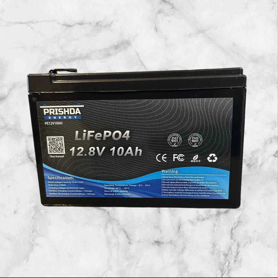 12V 10AH LITHIUM LIFEPO4 RECHARGEABLE BATTERY DEEP CYCLE LIGHT WEIGHT CAMPING - image 2 of 4