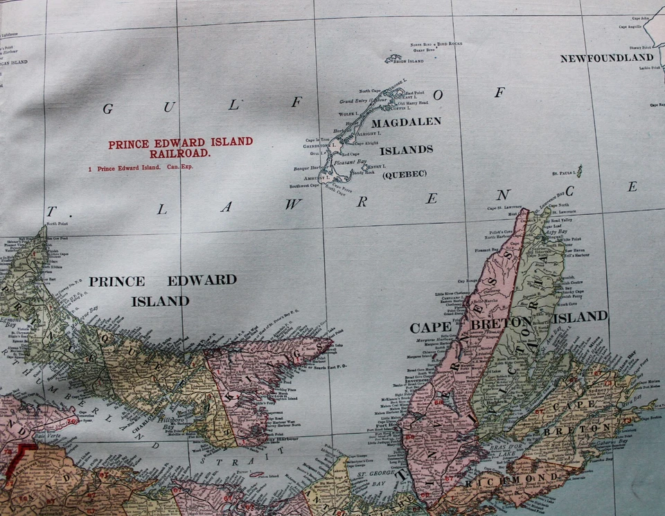 RAND MCNALLY COMMERCIAL ATLAS MAP PAGE OF NOVA SCOTIA NB PEI CANADA 1913 VINTAGE Foto 3 de 4