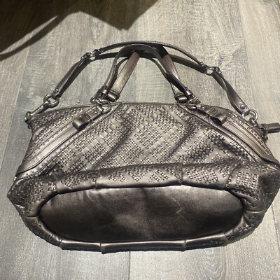 Coach 17763 Sophia Madison Pewter Leather Woven Satchel