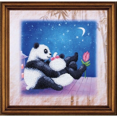 Panda - Perlen Stickset, Kinderzimmer Kunstwerk, Perlen Kreuzstich, Bastelset