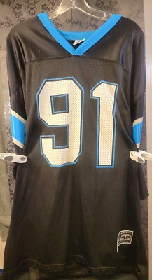 Starter-Men's Black NFL Carolina Panthers #91 K Green jersey size