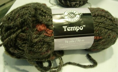 LOOPS & THREADS TEMPO GRAY BROWN RUST WOOL BLEND KNITTING DESIGNER YARN 70G
