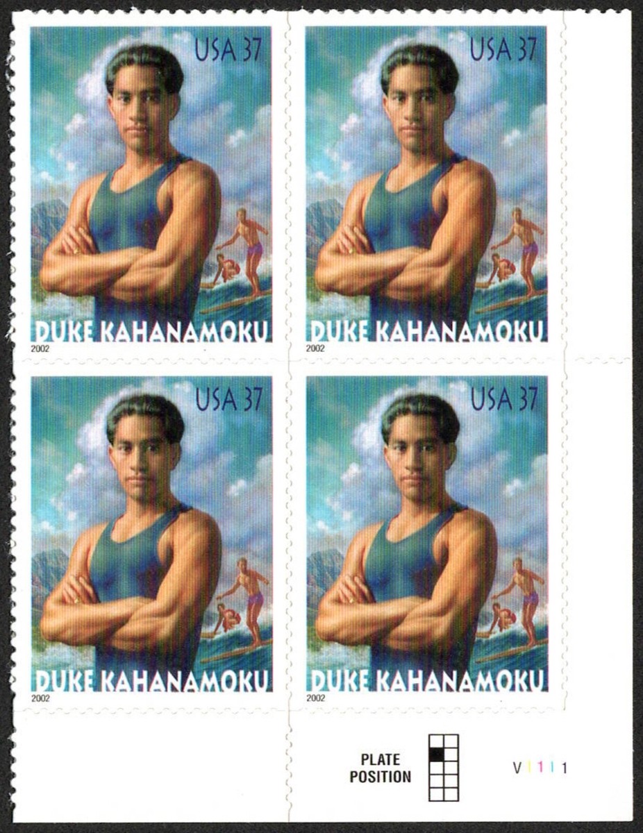 USA Sc. 3660 37c Duke Kahanamoku 2002 MNH plate block | eBay