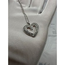 .50 Ct Natural Diamond Heart Shaped Necklace Sterling silver