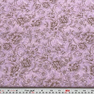 Garden Romance by Hoffman Fabrics Taupe Floral on Purple Cotton by the HALF YARD