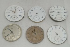 big Lot of 6 Antique men's pocket Watch Movements enamel Parts Watchmaker