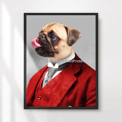 Mops Hund Portrait Kunstdruck Wandbild Deko Poster Spaß süß Geschenk Besitzer lustig