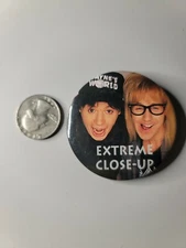 Vintage Wayne's World Garth "Extreme Close Up"  Pinback Button 1992 90's 