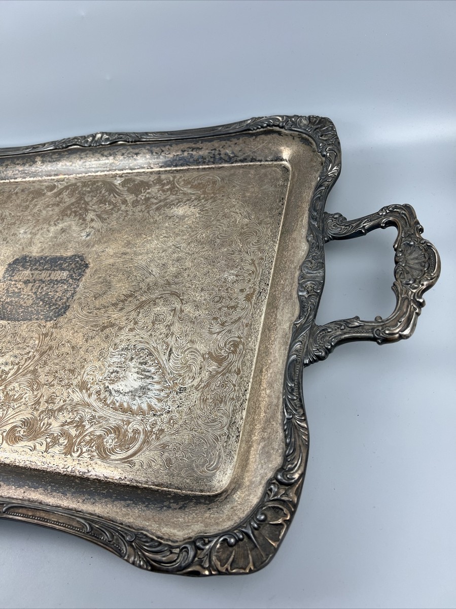 Wm Rogers 2092 Antique Serve Tray Silver Platter Large 22x16