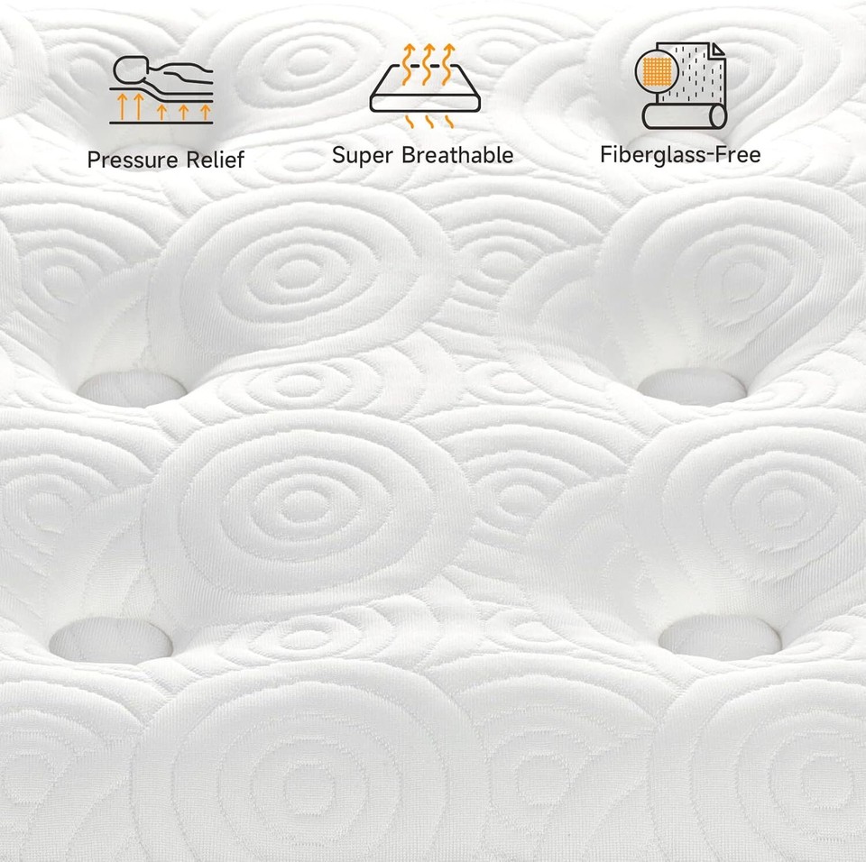 Queen Mattress, 10 Inch Hybrid Queen Mattress in a Box,Pillow Top Queen