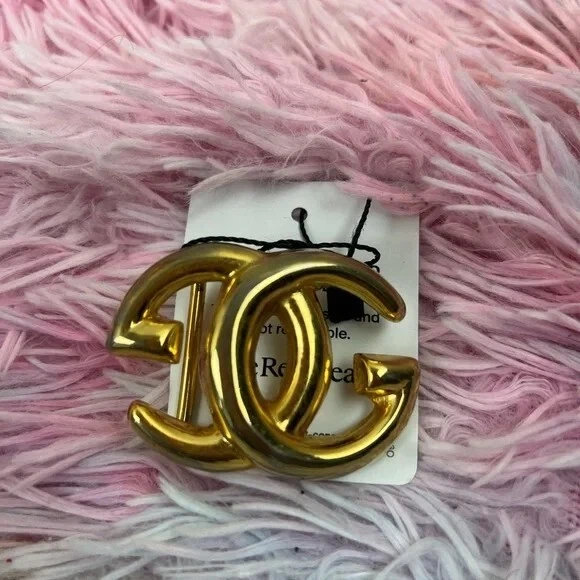 Boucle de ceinture Gucci dorée imbriquée GG vintage