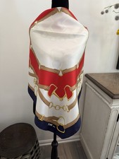 Celine Silk Scarf Ivory Red Hand Rolled Made ...