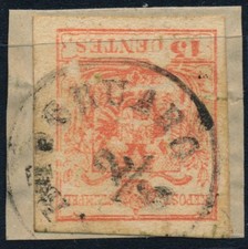 LOMBARDIA-WENECJA 1850 15C, MP, typ III. PORTOGRUARO. Atrakcyjne!