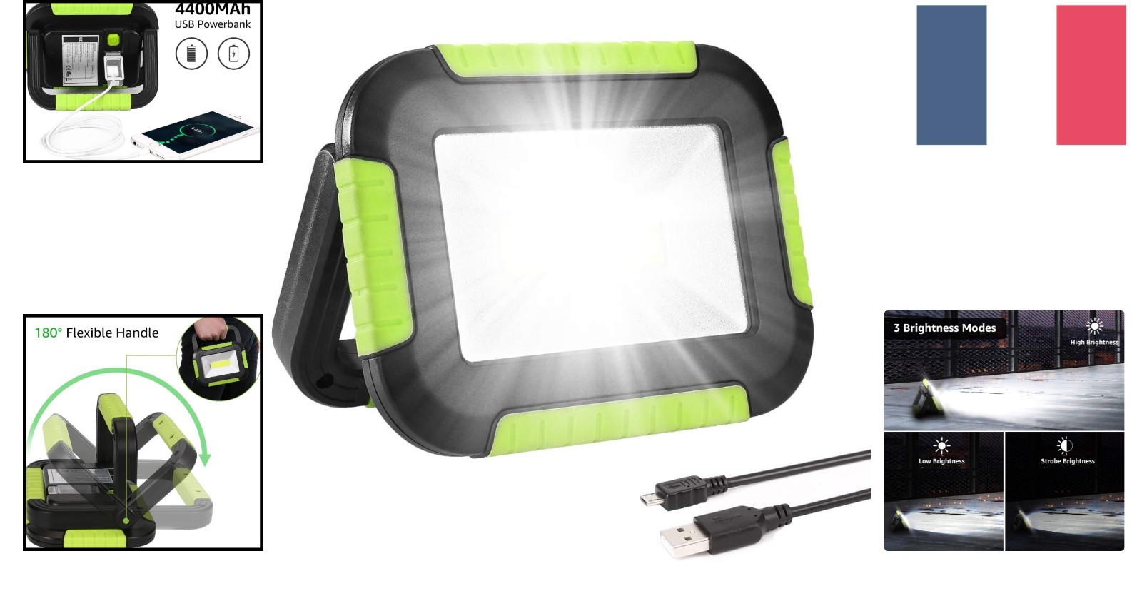 Projecteur LED 10W 1000LM 3 Modes Éclairage Imperméable
