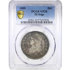 1809 50C III Edge PCGS VF20 - Capped Bust Half Dollar
