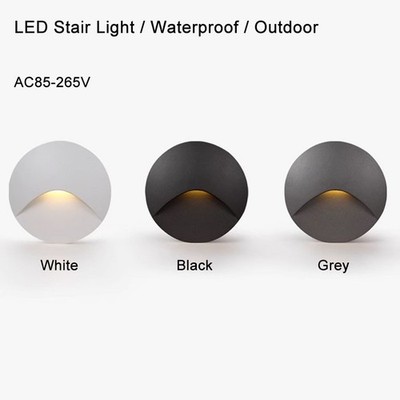Outdoor 3W LED Stairway Light Recessed Wall Step Porch Lamp with Mounting box